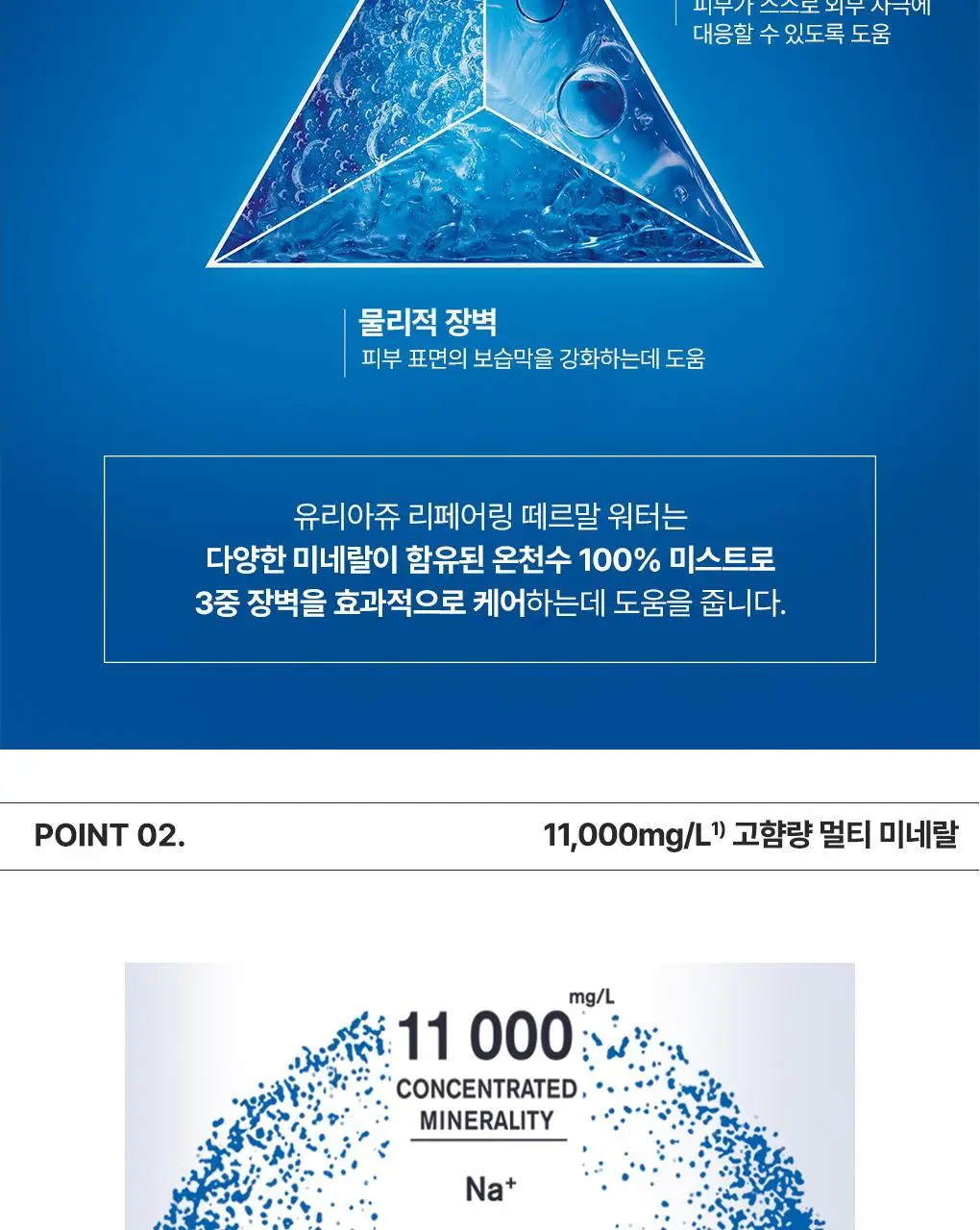 [3중장벽강화 미스트] 유리아쥬 리페어링 떼르말 워터 300ml 더블기획 (300ml+300ml) 상세페이지 7